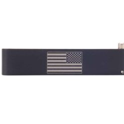 an american flag is shown on the side of a black device