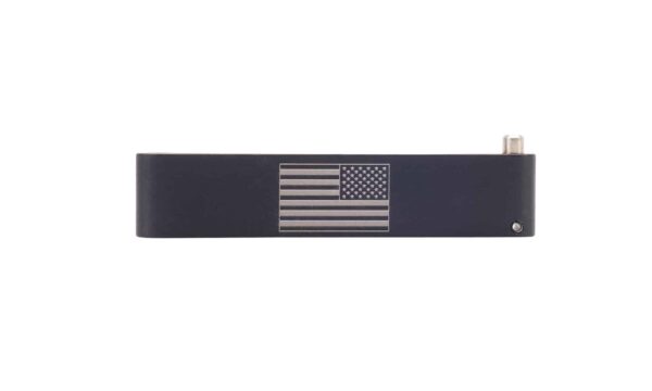 an american flag is shown on the side of a black device