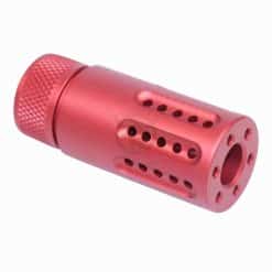 AR-15 MICRO SLIP OVER BARREL SHROUD WITH MULTI PORT MUZZLE BRAKE ANODIZED RED
