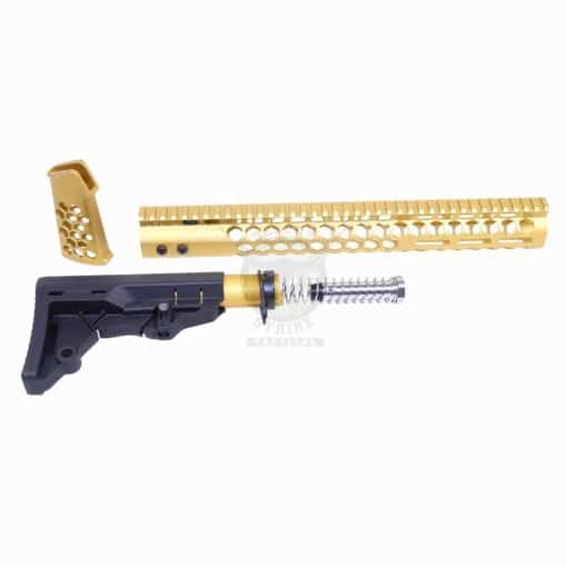 AR-15 “HONEYCOMB” SERIES COMPLETE FURNITURE SET GEN 2 ANODIZED GOLD