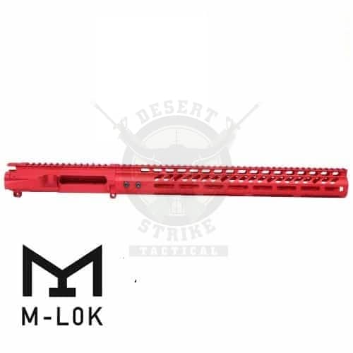 AR15 UPPER & 15″ ULTRALIGHT M-LOK HANDGUARD ANODIZED RED