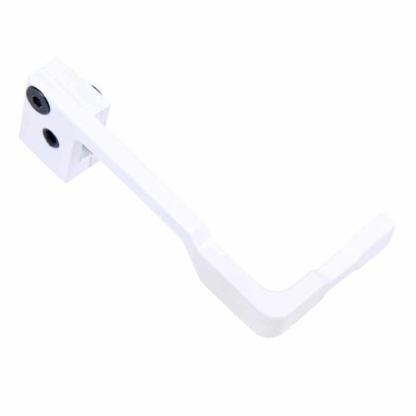 a white plastic handle for a camera on a white background