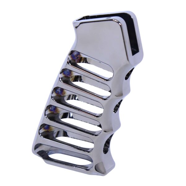 a stainless steel ring with several holes in it