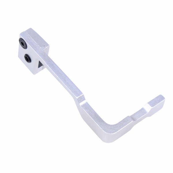 a pair of white metal brackets on a white background