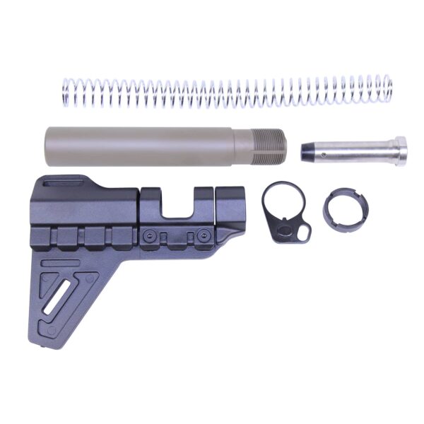 an ar - 15 rifle parts kit with a magnifying tool
