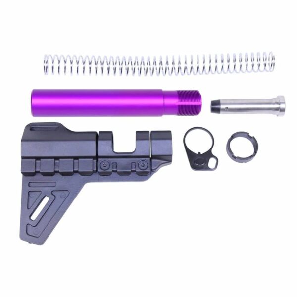 a purple gun with a magnifying tool next to it