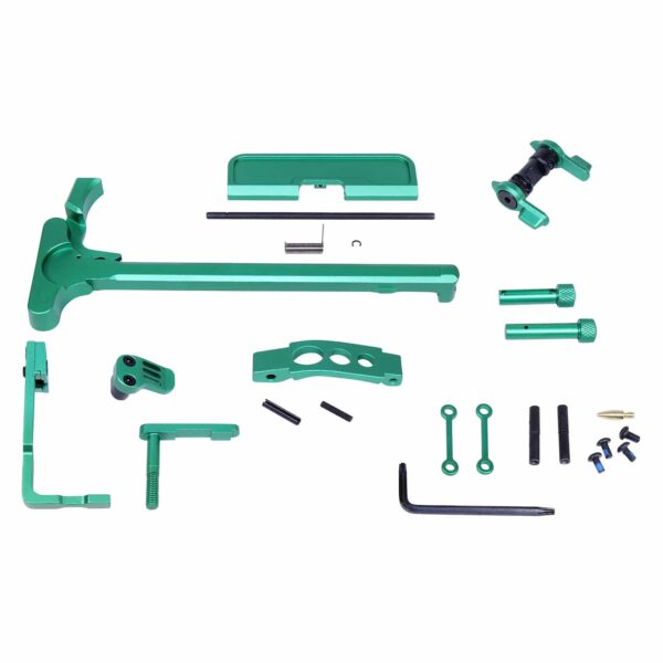 a set of green parts for a vehicle