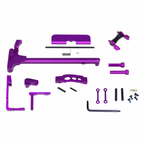 purple plastic parts for a vehicle on a white background