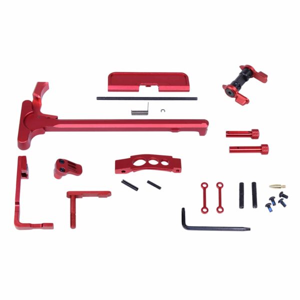 a set of red parts for a car