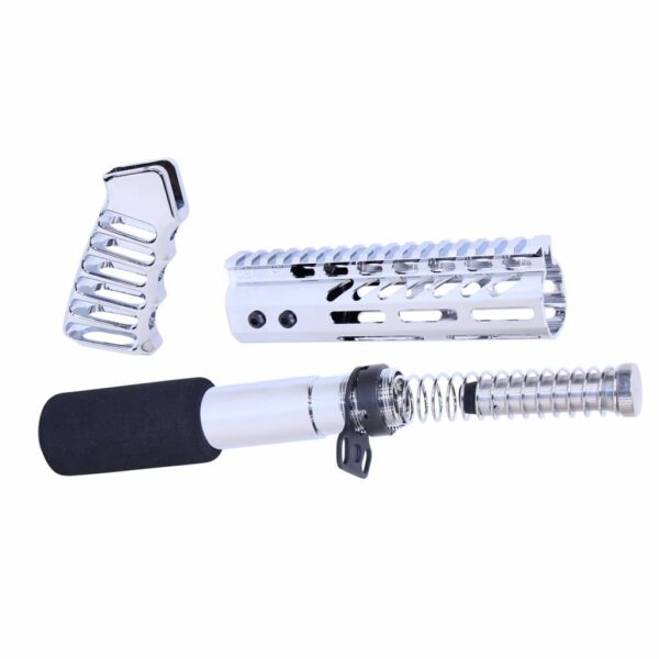 a white and black tool with a black handle
