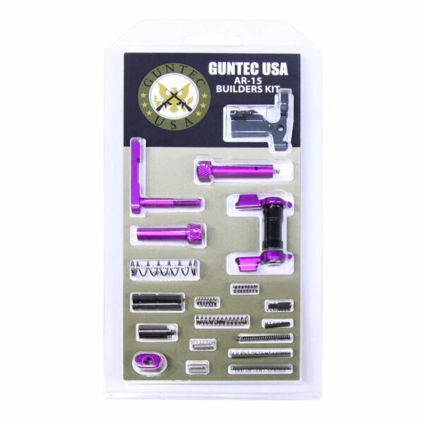 a package of purple guns and accessories