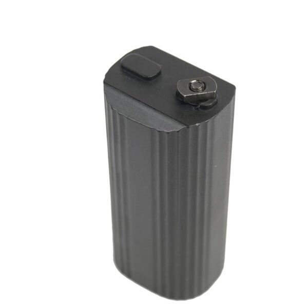 a black battery on a white background