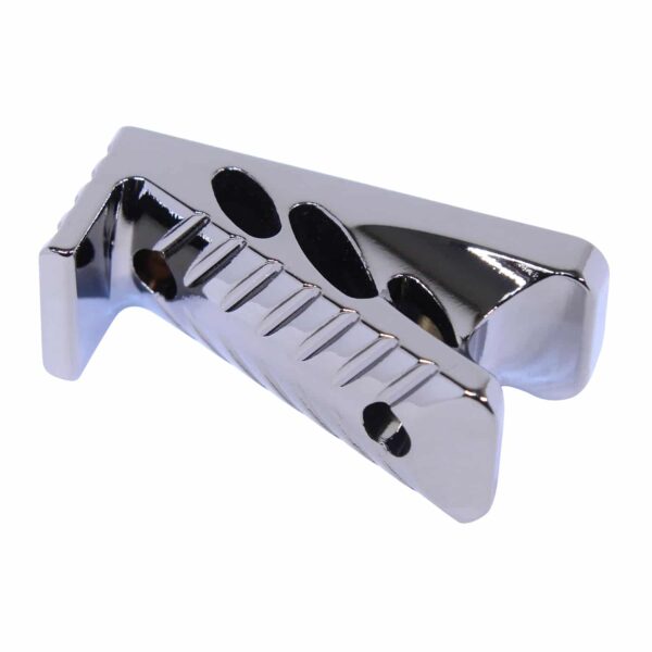a close up of a metal object on a white background