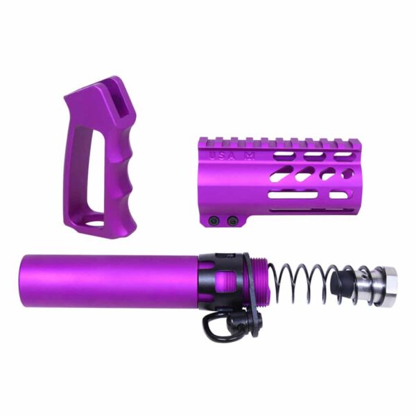 a purple gun with a magnifying tool attached to it