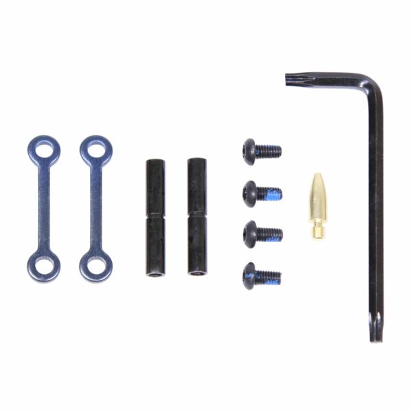 a set of screws, nuts, and a wrench