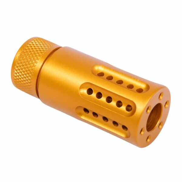 an orange metal object on a white background