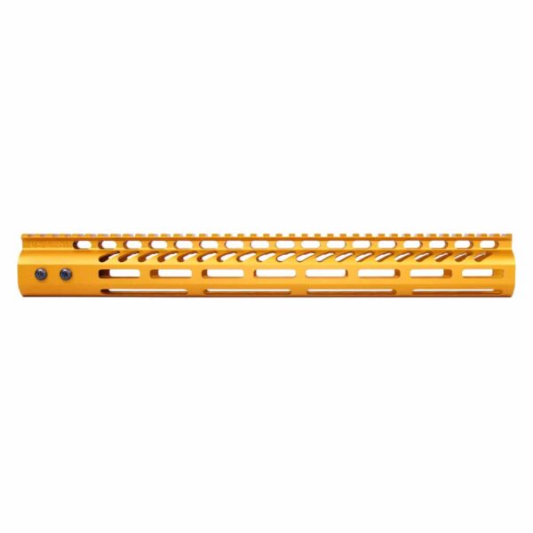 a yellow handguard for a rifle on a white background