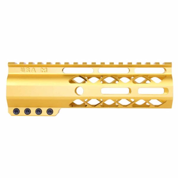 a gold rifle rail on a white background