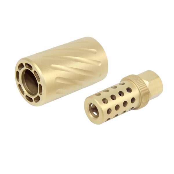a pair of gold toned metal connectors
