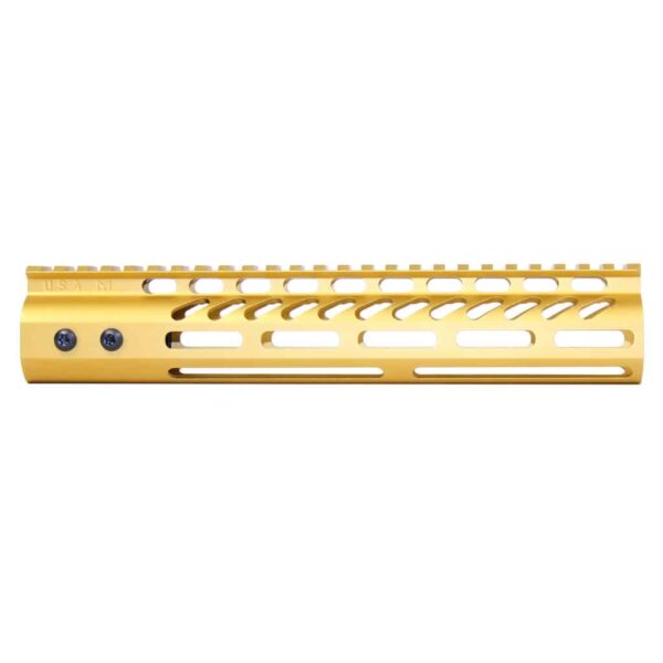 a gold rifle rail on a white background