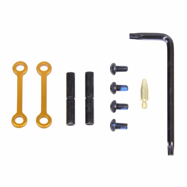 a set of screws, a wrench, and a screwdriver