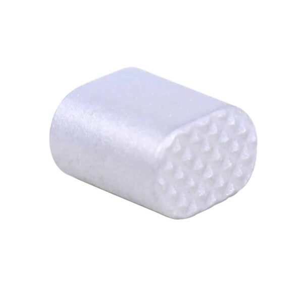 a white foam roller on a white background