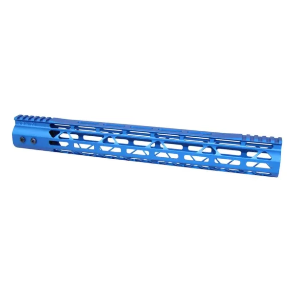 a blue rifle rail on a white background