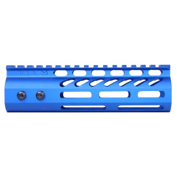 a blue handguard for a rifle on a white background