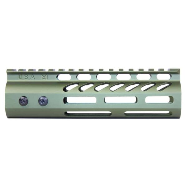 an aluminum rifle rail with holes on it