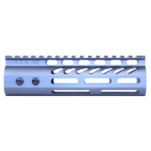 a light blue rifle rail for a rifle