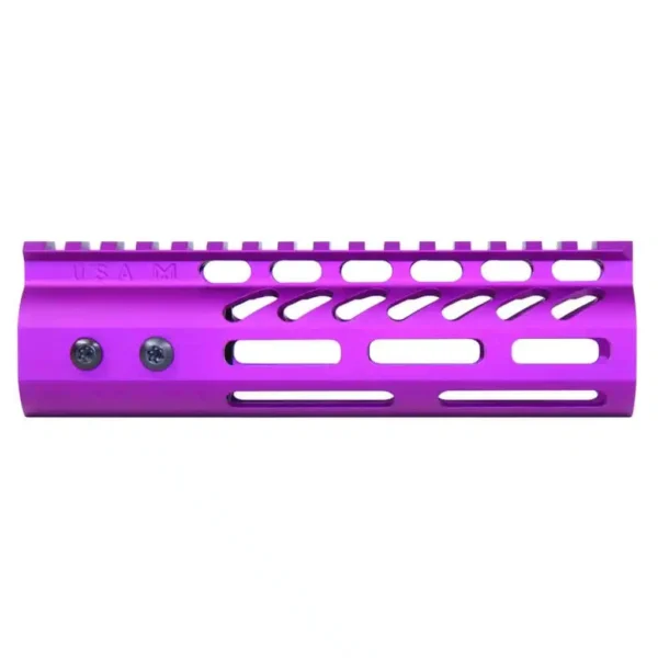a purple rifle rail with holes on it