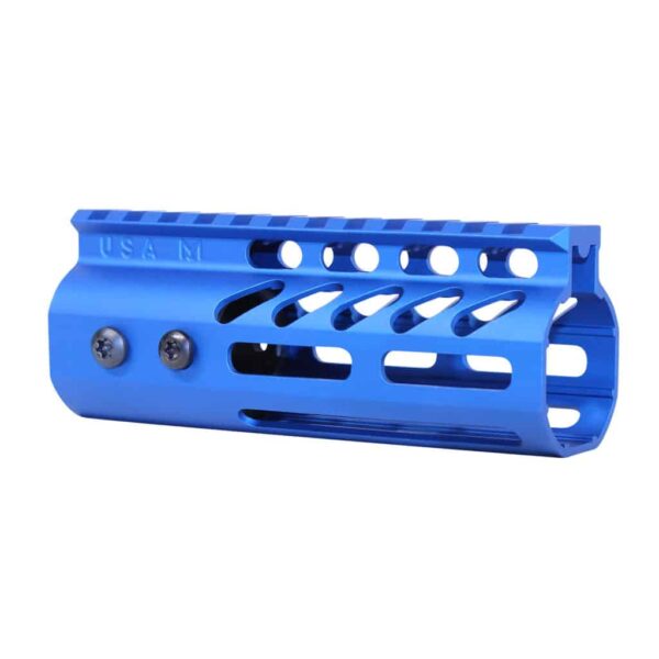 a blue tool holder for a rifle