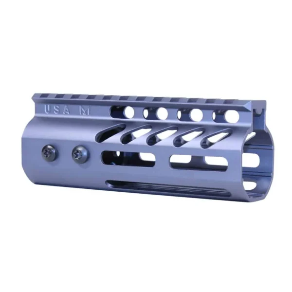 an aluminum muzzle for a rifle on a white background