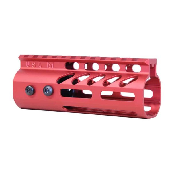 a red plastic muzzle for a rifle on a white background
