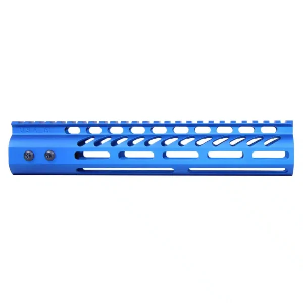 a blue handguard for a rifle on a white background