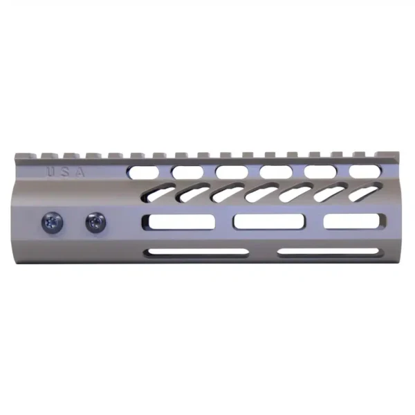 an aluminum rifle rail with holes on it