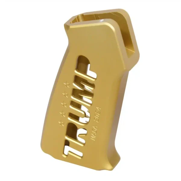 a gold metal object with a white background