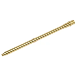 a brass plated metal tube with a long end