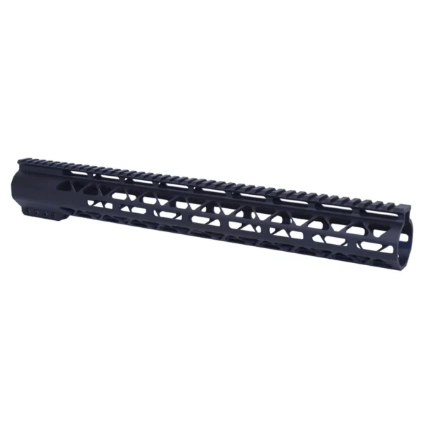 a black rifle rail with holes on it