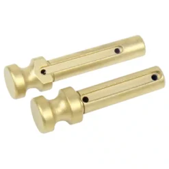 a pair of brass plated door handles