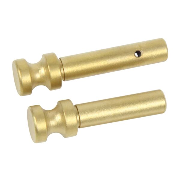 a pair of brass door handles on a white background