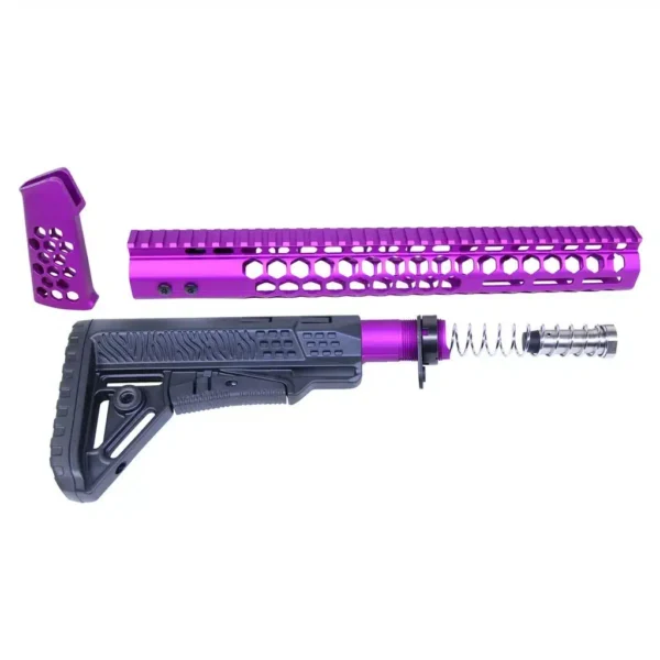 a purple gun and a purple barrel with a screwdriver
