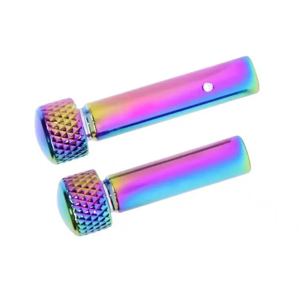a pair of colorful grips on a white background