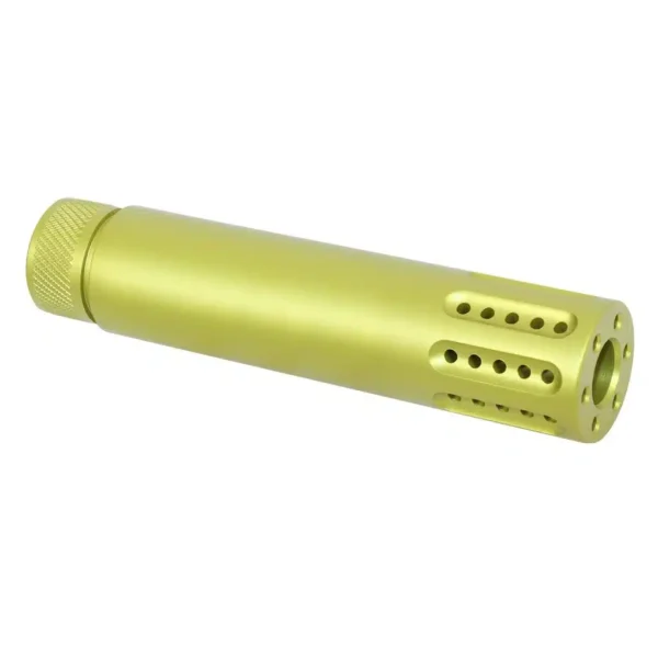 a yellow metal object on a white background