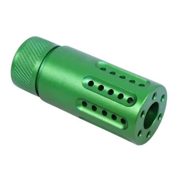 a green metal object on a white background