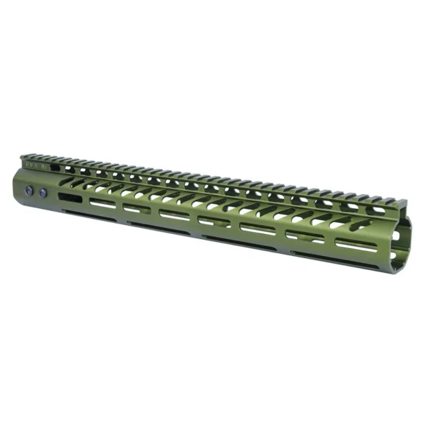 a green handguard for a rifle on a white background