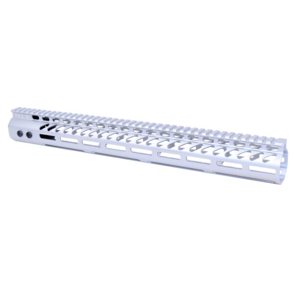 a white metal keyboard with holes on it