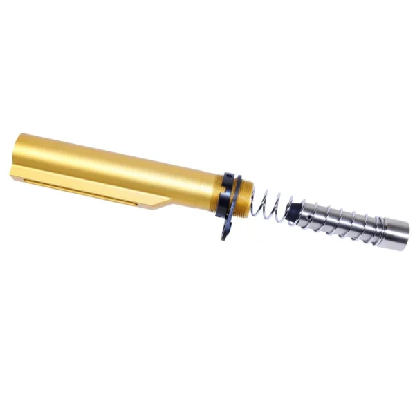 a gold and black pen with a metal tip