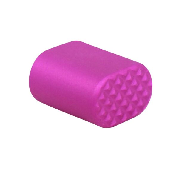 a pink foam roller on a white background