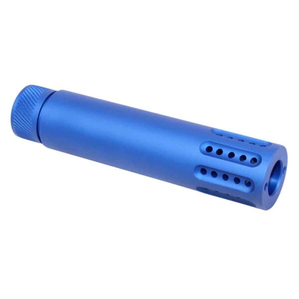 a blue flashlight is shown on a white background